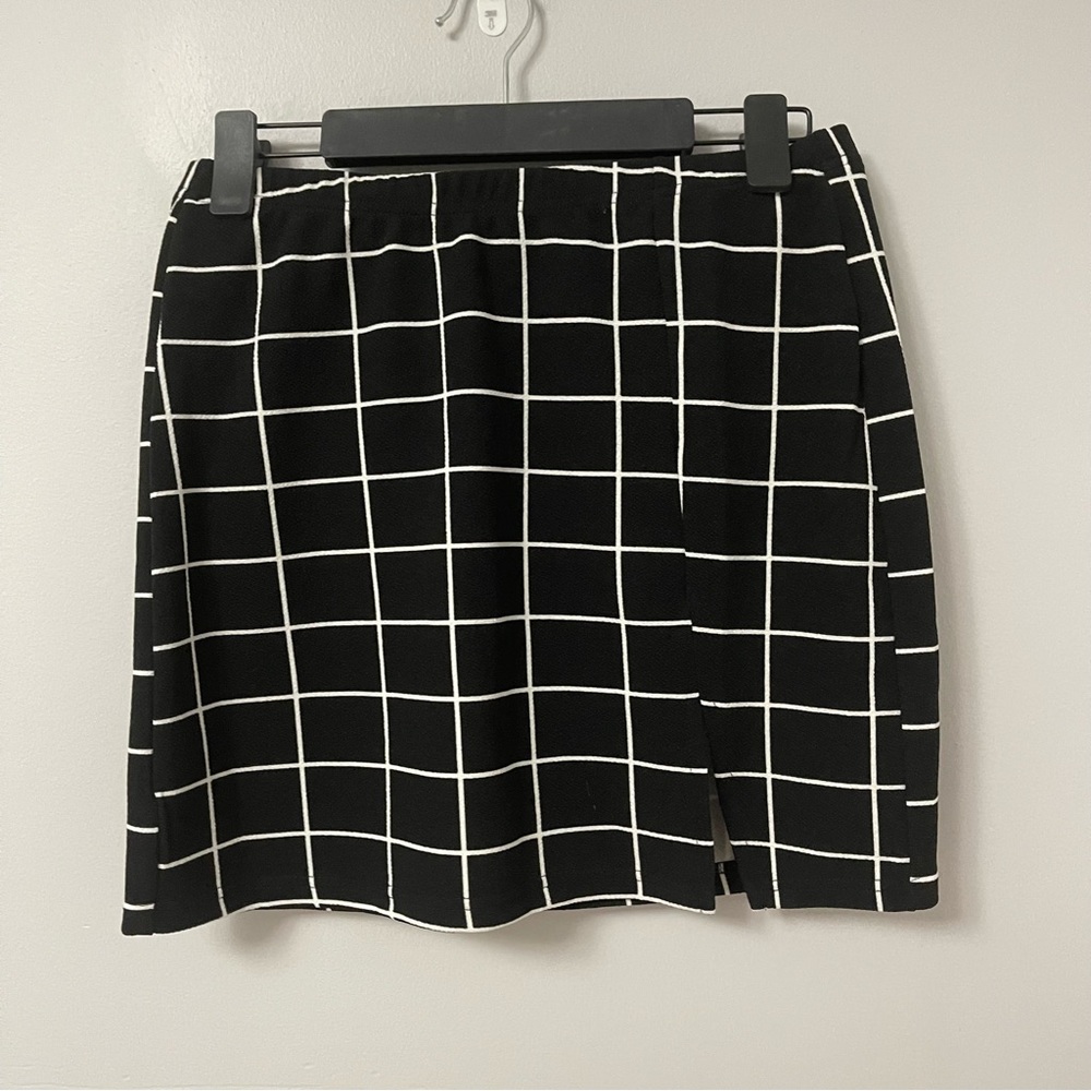 Plaid Split Bodycon Mini Skirt